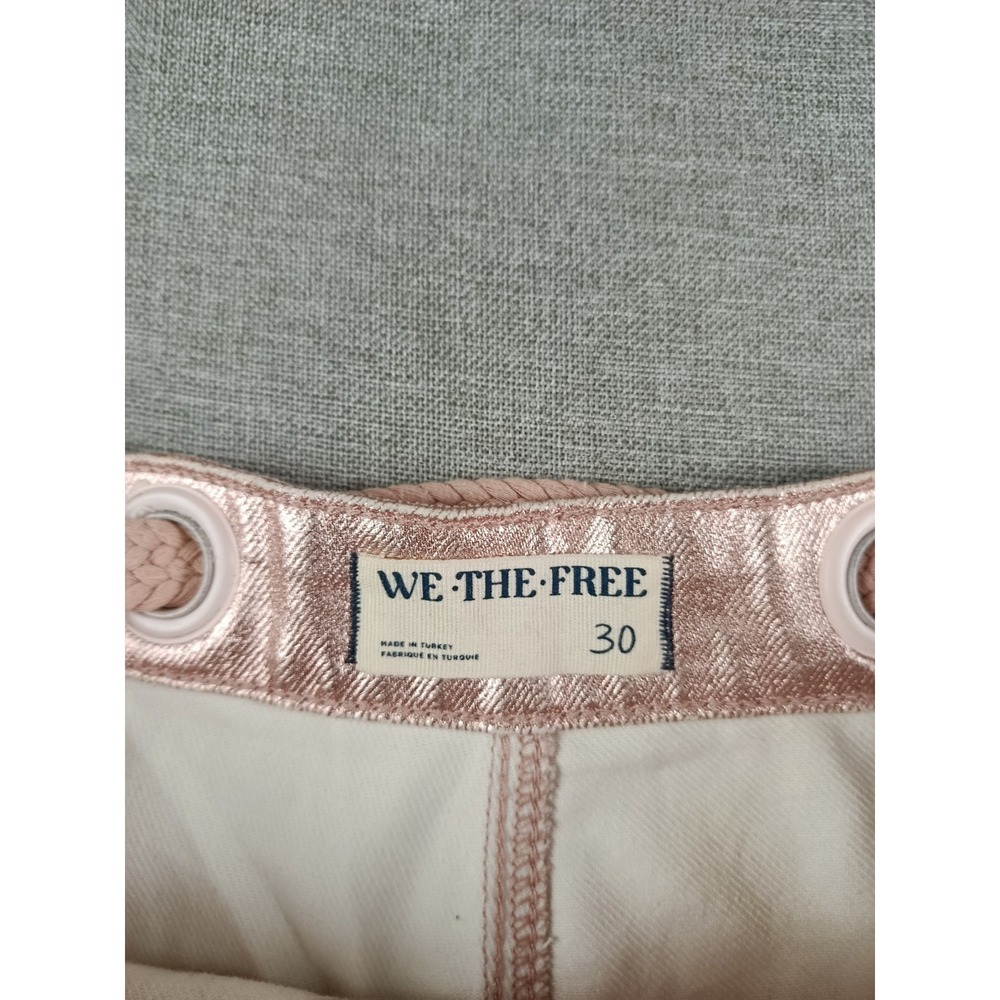 We The Free People Moxie Bubblegum Pink Metallic Barrel Jeans Womens 30 - Picture 4 of 13